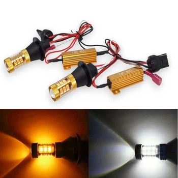 Дневной ходовой огонь с функцией поворотов Autoexpect 54SMD 4014 цоколь WY21W 7440 T20 Белый Жёлтый 12V (91132/7440)