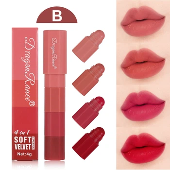 Набір помад для губ Dragon Ranee 4в1 Soft Velvet Lipstick B
