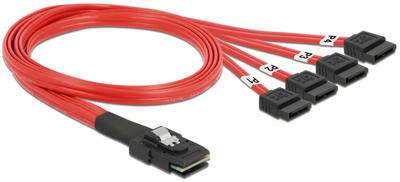 Кабель Delock Mini SAS SFF-8087 - 4 x SATA 7 pin 0.5 m Red (4043619830572)