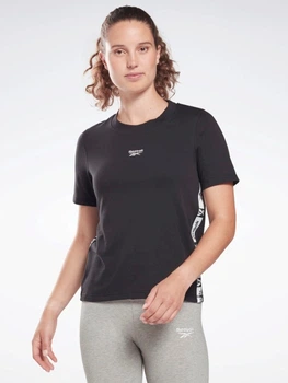 Футболка хлопковая спортивная длинная женская Reebok CL RBK ND Cropped HB2265 XS Черная (4065423503466)