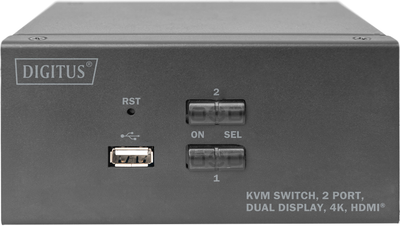 KVM-перемикач Digitus 2-портовий Dual-Display, 4K, 6x HDMI, 2x USB A (DS-12860)