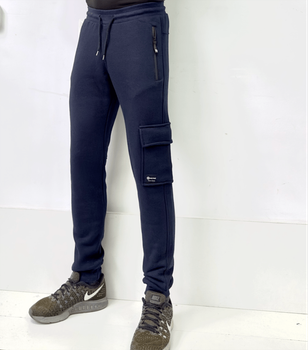 Теплые мужские спортивные штаны с накладным карманом Hector - HECTOR - 30663 - XXL - Темно-синий