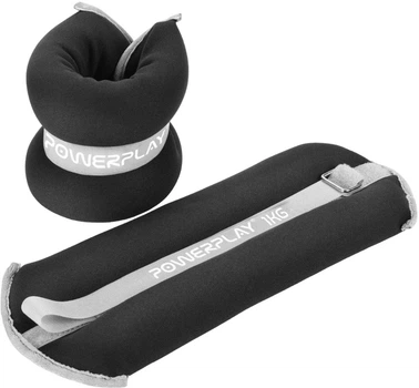 Обважнювачі-манжети для ніг та рук PowerPlay PP-4349 Ankle/Wrist Weights 2 шт х 1 кг Чорні (PP_4349_Black_1)