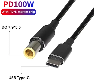 Кабель для заряджання ноутбука Lenovo з тригером PD 100W Type-C на DC 7.9x5.5x1.0 (20V) 1.8 метри