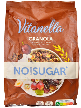 Гранола без сахара Vitanella с орехами и какао хрустящая No Sugar Granola Crunchy Cocoa Nuts 300 г
