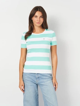 Футболка бавовняна жіноча Tommy Hilfiger 76J4975-C0U XS Біло-зелена (197232843861)