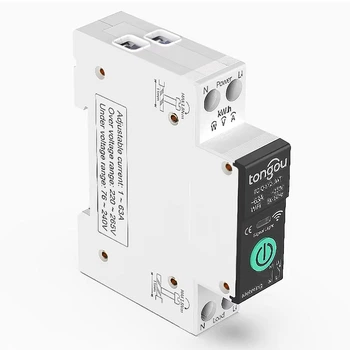 Реле напруги, автомат однофазний WiFi Tongou TO-Q-SY2-JWT 63А Tuya захист від перевантаження по струму, напрузі, потужності, температурі