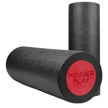 Ролик масажний (роллер) гладкий PowerPlay 4021 Fitness Roller Чорно-червоний (45x15см.)