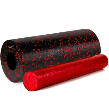 Ролик масажний (роллер) гладкий PowerPlay PP-4348 2 in 1 EPP Foam Roller Чорно/Червоний (33x14см.)