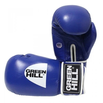 Перчатки бокс GREEN HILL TIGER AIBA кожа синий 10oz