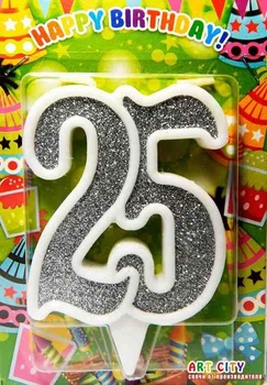 Свеча цифра юбилейная серебро "25"