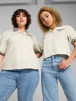 Сорочка бавовняна жіноча Puma DOWNTOWN Shirt 62437287 XS Світло-сіра (4099685617098)