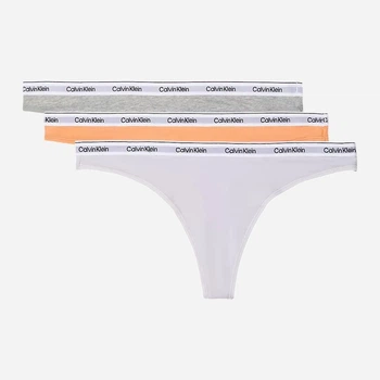 Набор трусиков танга женских хлопковых Calvin Klein 51215209 019(Orange Multi) L 3 шт Оранжевый/Серый/Белый (196807447688)