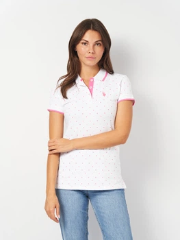 Поло жіноче U.S. Polo Assn Dot Print Pique Polo Shirt 4969969-ZH00A M Біле (786660293159)