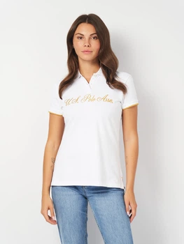 Поло жіноче U.S. Polo Assn Lurex Script Tipped Polo Shirt 212353-ZH00A L Біле (786660552843)