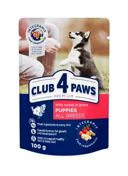 Влажный корм Club 4 Paws (Клуб 4 Лапы) для щенков с индейкой в соусе 100 г