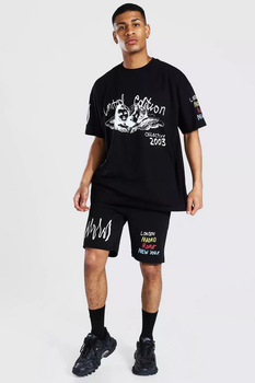 Шорти Boohoo з написом Cherub Graffiti Чорний М MZZ90805