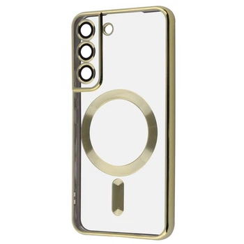 Чехол ударостойкий Wave Metal Color Case with MagSafe + линзы на камеру для Samsung Galaxy S21 FE Gold