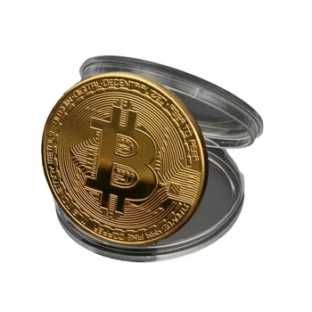 Сувенирная монета Bitcoin в пластиковом футляре