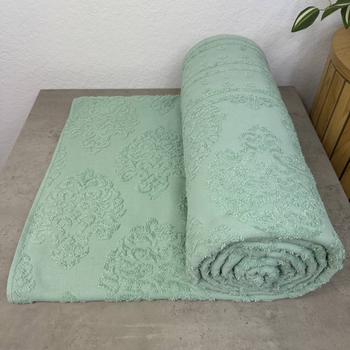 Простирадло-покривало жаккардове махрове 100% Бавовна GM TEXTILE 150x200см 400г/м2 (М'ятний)