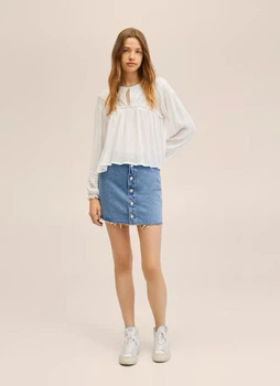Блузка MANGO 27045139-ВЬЕЙРА Белый XS KL0064