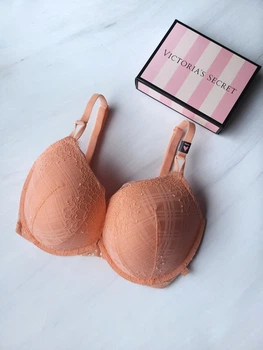 Бюстгальтер женский с пуш-апом и кружевом Victoria's Secret Коралловый А-114 34DDD/75F