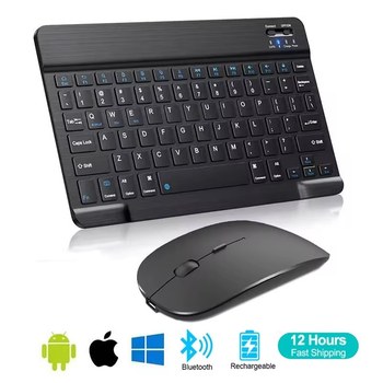 Комплект беспроводная аккумуляторная клавиатура с мышью, Bluetooth 3.0, Windows/Android/IOS/Mac, цвет черный