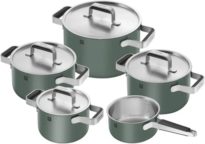 Набір каструль Zwilling Pure із 5 предметів зелений нержавіюча сталь для індукції