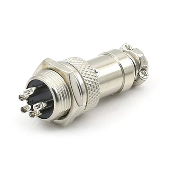 Силовой кабельный разъем mic 5 pin GX16-5 авиационный цилиндрический на 5 контактов папа+мама для микрофона и гарнитуры (18-5)