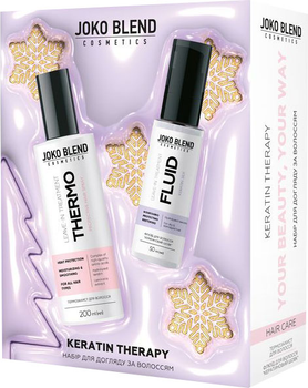 Набір новорічний для догляду за волоссям Joko Blend Keratin Therapy Спрей-термозахист 200 мл + Флюїд Кератиновий шовк 50 мл (4823109411067)