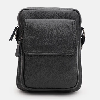 Сумка планшет через плечо мужская из натуральной кожи Laras K102005bl Черная (ROZ6501017523)