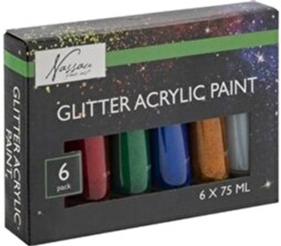 Фарби для малювання Nassau Acrylic Glitter Paint 6х75 мл (8720257134397)