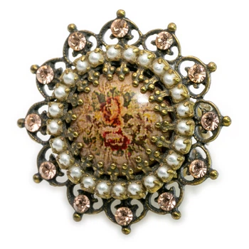 Кольцо "Винтажная романтика" от Michal Negrin с кристаллами и жемчужинами Swarovski