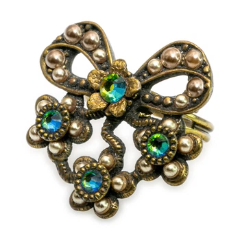 Каблучка "Смарагдовий бант" від Michal Negrin з кристалами Swarovski