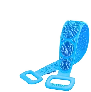 Силиконовая мочалка для душа двухсторонняя Silica gel bath brush щетка для тела Голубой