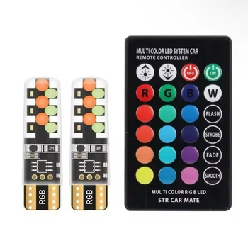 Лампи габаритів RGB LED T10 W5W + пульт