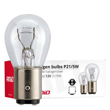 Галогеновые автомобильные лампы Amio P21/5W BAY15D 12V 21W/5W (Е4) 10шт (01488)