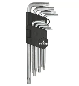Набір ключів шестигранних Torx Topex (T10-T50, 9 шт) ключі зіркоподібні подовжені (22741)