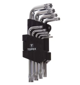 Набор шестигранных ключей Torx Topex (T10-T50, 9 шт) ключи звездообразные короткие (22743)