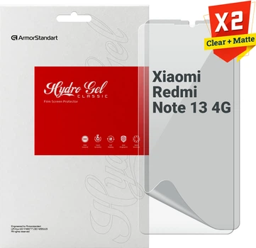 Набор гидрогелевых пленок ArmorStandart Clear + Matte для смартфона Xiaomi Redmi Note 13 4G (ARM80709)
