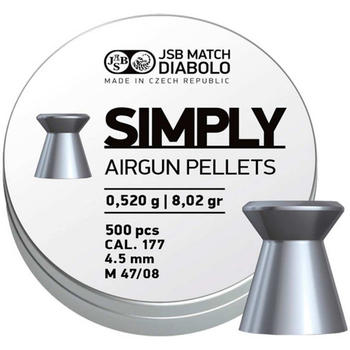 Пульки JSB Diabolo Simply 4,5 мм, 0.52 г, 500 шт/уп (001245-500)[24623]