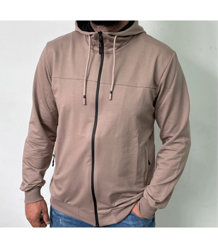Кофта больших размеров на молнии - HECTOR - 18157 - 4XL - Светло-коричневый