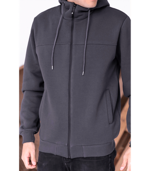 Теплая кофта на молнии с капюшоном - HECTOR - 30475-30508 - 2XL - Grey