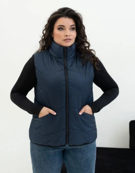 Теплый жилет женский стеганный удлиненный MODA 20115/1 52 Синий ( M - 20115/2 B )