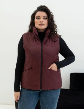 Теплий жилет жіночий стьобаний подовжений MODA 20115/1 54 Бордовий ( M - 20115/3 C )