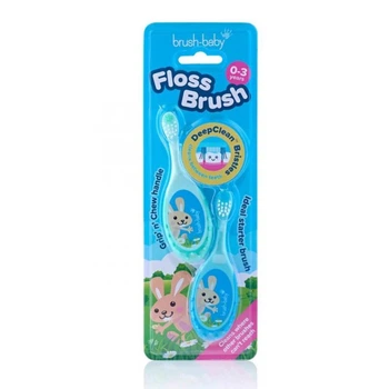 Дитяча зубна щітка Brush-baby Flossbrush від 0 до 3 років Blue-Teal 2 шт