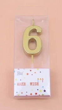 Свічка цифра міні "6" золото