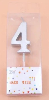 Свічка цифра міні "4" срібло