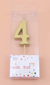 Свічка цифра міні "4" золото