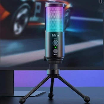 Игровой микрофон Fifine F17, Студийный микрофон с RGB подсветкой, Микрофон для стримов, Gaming Microphone